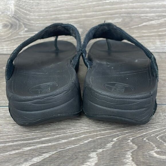 Fitflop Oasis Black Suede Women’s Sz 9 Slip On Thong Flip Flop Platform Sandals - Picture 4 of 10
